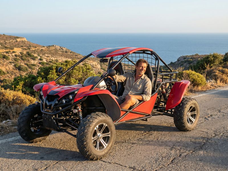 High-performance Joyner Renli 1100cc off-road vehicle parked on a coastal trail